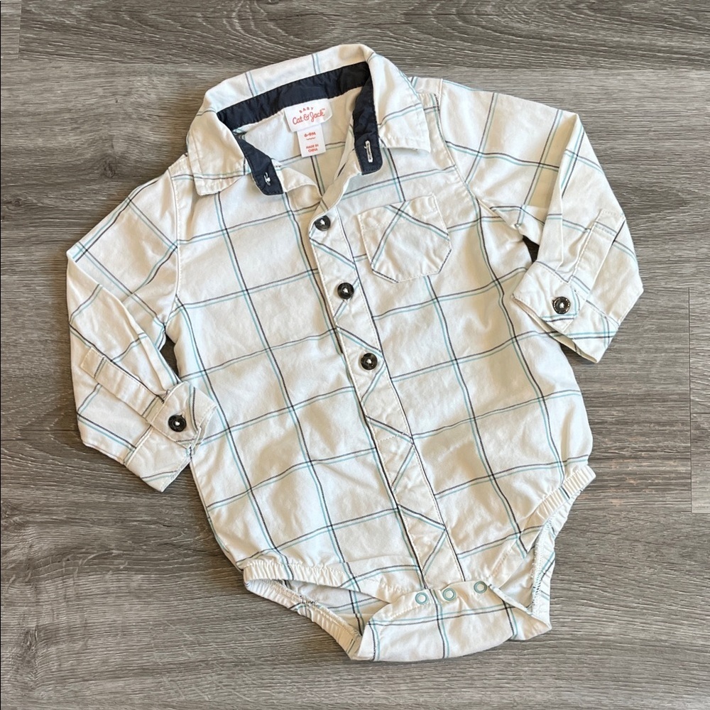 Baby Cat & Jack baby boys plaid button down bodysuit
